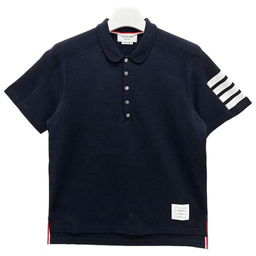 THOM BROWNE サイレンスアームバンド 4バー コットンピケ ポロ 半袖シャツ ネイビー (MJP192A 07323 415) 153254604