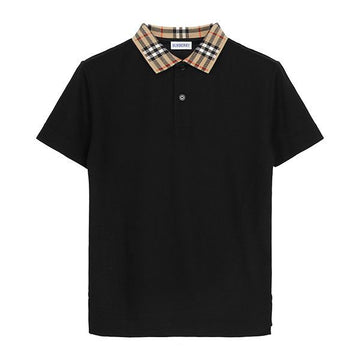Burberry Black Collar Check Polo T-Shirt 153896892