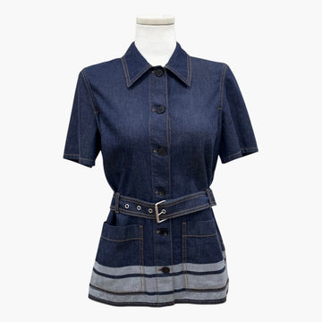 Dior Denim Belt Short Sleeve Shirt Jacket 153898076