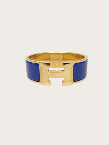 HERMES ブルーコバルトゴールドクリッククラックブレスレット 153898153