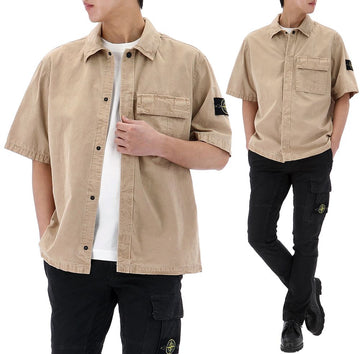 Stone Island Short Sleeve Shirt with Patch Button 153900870