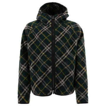 BURBERRY チェック柄ウールブレンドフーデッドジャケット 131683625