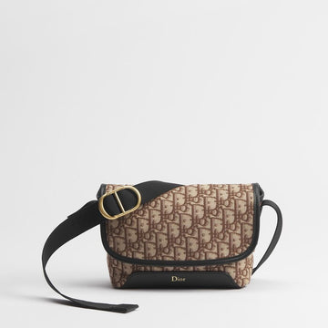 DIOR フラップストラップミニバッグ - ブラウンオブリークジャカード 153974276
