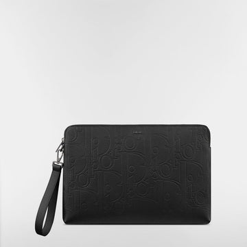 Dior A4 Zip Pouch - Black Leather 153974291