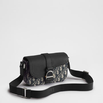 DIOR サドルヘリテージフラップストラップバックミニ - ベージュ & ブラックオブリークジャカード 153974293