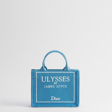 Dior Book Tote Strap Bag Mini - Light Blue & White Book Cover Embroidery (7.9 x 6.1 x 2.4 in) 153974303