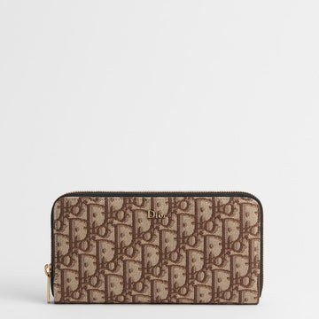 DIOR ファスナー長財布 - ブラウンオブリークジャカード 153974308