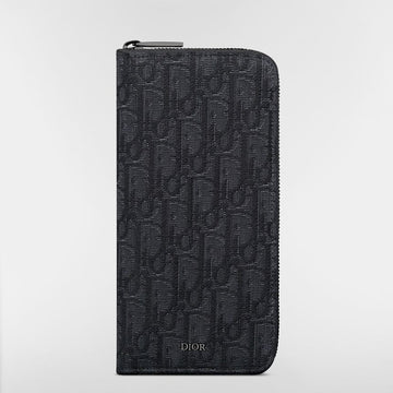 Dior Vertical Long Zip Wallet - Black Oblique Jacquard 153974311