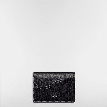 Dior Saddle Business Card Holder - Black Grained Calfskin Marquetry 153974315