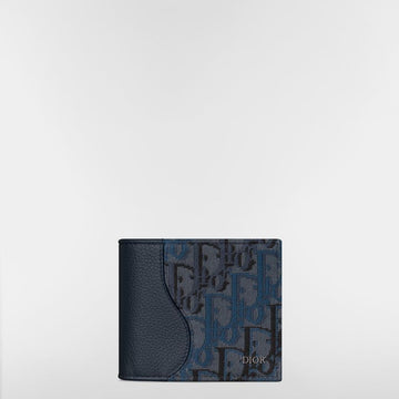 DIOR Saddle Geldbörse - tiefblaues Geprägtes Kalbsleder & tiefblaue Oblique Trio Jacquard Marqueterie 153974331
