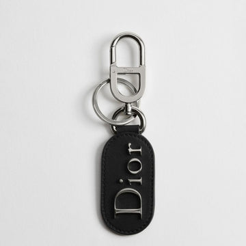 DIOR Schlüsselanhänger - Schwarzes Glattes Kalbsleder & Antik-Silber-Finish Messing 153974337