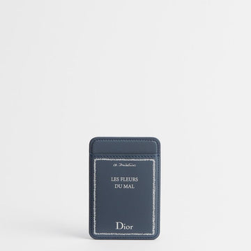 DIOR マグネティックカードケース - 青と白のブックカバー エンボス カーフスキン 153974348