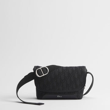 Dior Jet Flap Strap Bag Mini - Black Oblique Jacquard 153974347