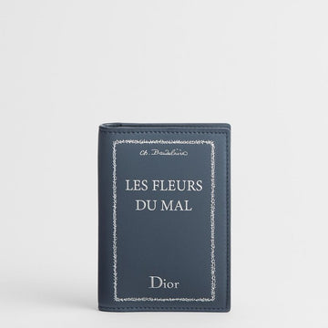 DIOR Bifold-Kartenetui - Blau & Weiß Buchcover Prägung Kalbsleder 153974356