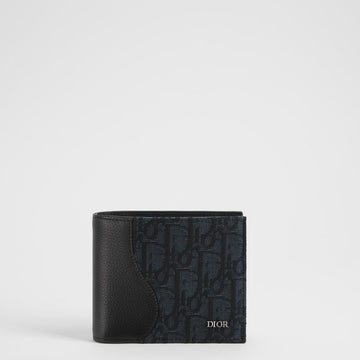 Dior Saddle Wallet - Black Grained Calfskin Marquetry & Black Oblique Jacquard 153974357