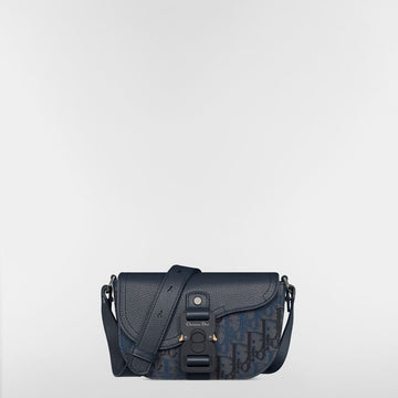 Dior Mini Flap Shoulder Bag - Deep Blue Oblique Trio Jacquard & Deep Blue Grain Calfskin 153974359