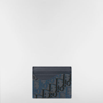 DIOR サドルカードホルダー - ディープブルーグレインカーフレザー & ディープブルーオブリークトリオジャカードマルケトリー 153974380