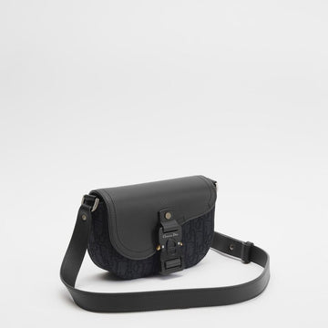 DIOR Saddle Mini Flap Messenger Bag - Schwarz Oblique Jacquard & Schwarz Rindsleder 153974386