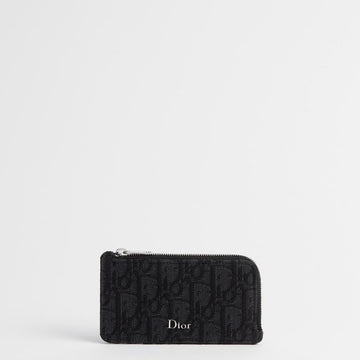Dior Zipper Card Holder - Black Oblique Jacquard 153974389