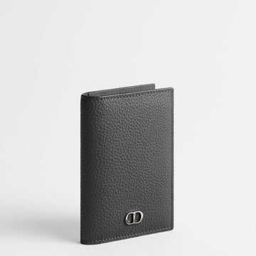 DIOR CDアイコン縦型2段カード財布 - グレー フランネル グレイン カーフスキン 153974403 [P]