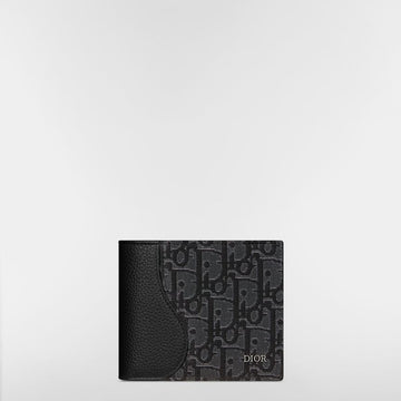 Dior Saddle Wallet - Black Grained Calfskin & Silver Tone Metallic Oblique Jacquard Marquetry 153974426