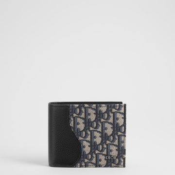 DIOR Saddle Geldbörse - Schwarz geprägtes Kalbsleder Marquetterie & Beige, Schwarzes Oblique Jacquard 153974428