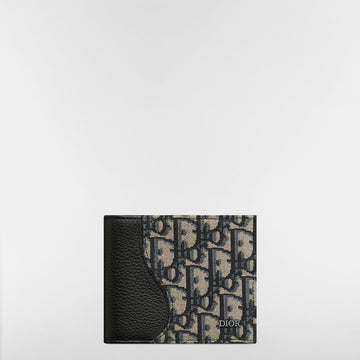 DIOR Saddle Geldbörse - schwarzes geprägtes Kalbsleder Marquetry & beiges, schwarzes Oblique Jacquard 153974440