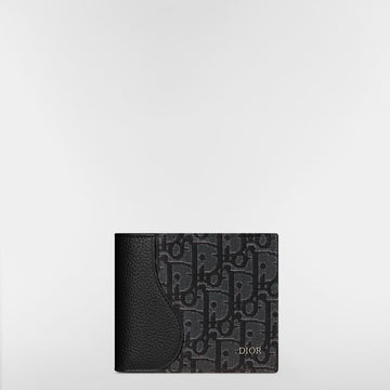 DIOR サドル二つ折り財布 - ブラックグレインカーフレザー & シルバートーンメタリックオブリークジャカードマルケトリー 153974447