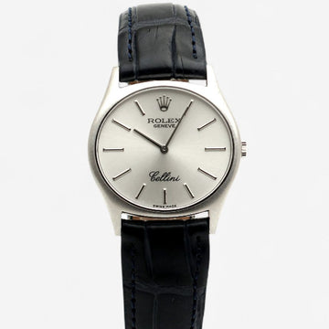 Rolex Cellini Selene Vintage 3806 Oval Coin Unisex Leather Watch White Gold 1974 154022896
