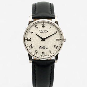 ROLEX 5116 チェリーニアイボリーコンピューターダイヤルホワイトゴールド32ミリ手巻きレザーヴォッチフルセット2006年保証書ボックス 154023125
