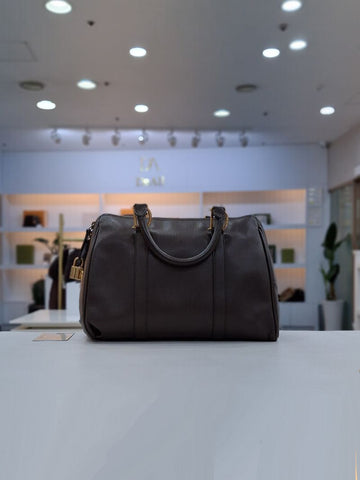 DIOR Vintage Leder Bowling Tote mit goldfarbener Logo 154029420