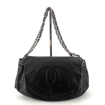 CHANEL Kaviar Halbmond Klappen Ketten Schultertasche 154030407
