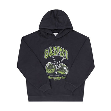 GANNI Isoli Green Cherry Logo Hoodie Damen T4285 252 144591987