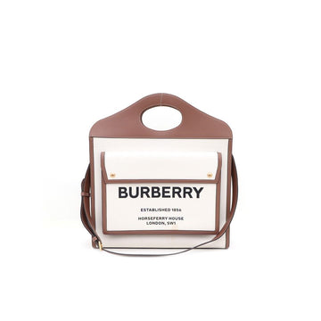 Burberry Two-Tone Medium Canvas Leather Pocket Women's Tote and Shoulder Bag 8039362 154051722