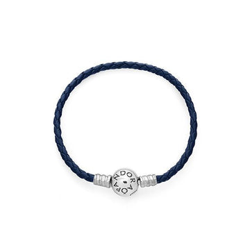 PANDORA ブレスレット モーメント ラウンド ブルー ブレイディッド レザー レディースブレスレット 592790C01 79628956