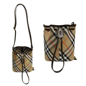 BURBERRY ドローストリングチェックバケットバッグショルダーバッグ 8093804 サンド 127469683