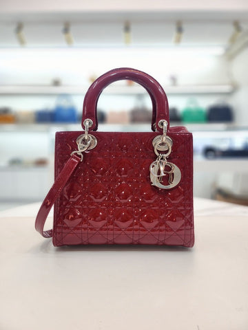 DIOR レッド ペイント カナージュ レディ ミディアム トートバッグ 44551 154068104
