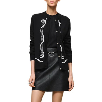 Hermes Long Sleeve Cardigan Women Knit Noir H6E2740DC0238 154070722