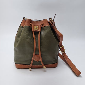 Celine Triomphe Leather Bucket Shoulder Bag Green (Small Size) 602-43 154121844