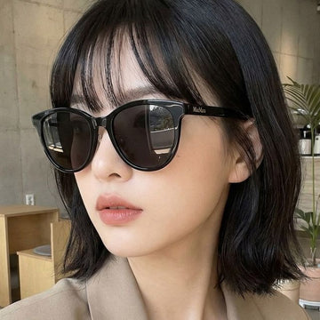 MaxMara Sunglasses MM0107K 01A Luxury Black Round Horn Frame Asian Fit Daily Fashion 147659614