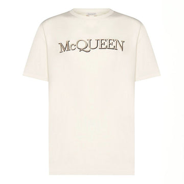 ALEXANDER MCQUEEN Logo Stickerei T-Shirt kurzärmelig Creme 649876 QUZ56 0906 154125660