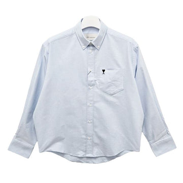 AMI Oversized Long Sleeve Shirt with Heart Logo Blue Sky (HSH822 CO0031 450) 154126975
