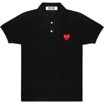Comme Des Garcons Red Heart Patch Short Sleeve Polo Shirt 138898193
