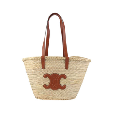 CELINE クラシックパニエファームリーフカーフスキンラタンバッグタンミディアム36859 154130705