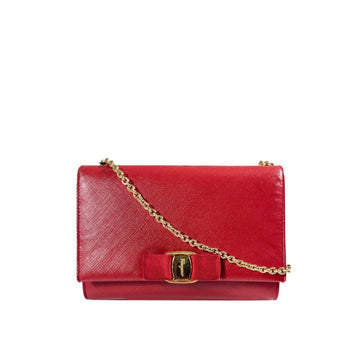 SALVATORE FERRAGAMO Damen Ginny Vara Bow Chain Schulter Crossbody Bag Rot 22 B558 154153564