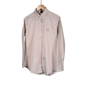 Miu Miu Embroidered Logo Poplin Oversized Shirt Opal Pink 154153598