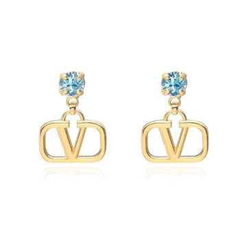 Valentino Giant V Logo Crystal Drop Earrings 123512577