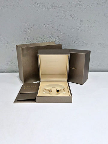 Bulgari Onyx Pavè Dia Bracelet 18k Rose Gold Bracelet L Size 356189 154158199