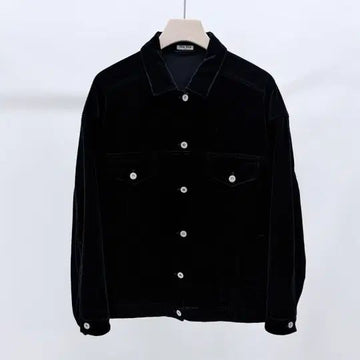 MIU MIU ベルベットブルゾンジャケットオーバーサイズブラック 154158291