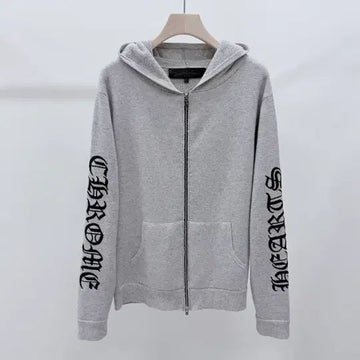 CHROME HEARTS カシミヤフードジップジャケット グレー 154159419
